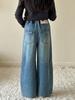 Pantalones de Niña Peces Rojos Pequeños Primavera y Otoño 2026 Nuevos Pantalones Largos de Otoño para Niños Pantalones de Pierna Ancha Jeans de Otoño para Padres e Hijos