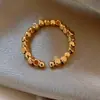 Anillo de Oro Real de 14K Galvanizado con Oro Roto Moda Casual Simple Diario Versátil Anillo para el Dedo Índice Lujo Accesible Anillo de Nicho para Mujeres