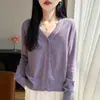 Cardigã de tricô chique estilo coreano para mulheres, peça externa fina com gola, adequado para proteção solar e como uma blusa para cobrir em ambientes com ar condicionado.