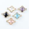 Accesorios para Hacer Joyería DIY Trébol de Cuatro Hojas Cristal de Vidrio Borde de Cobre Fundido Gotas de Agua Chapado en Oro Accesorios para Hacer Pendientes Colgantes