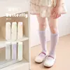 Meias de Verão para Meninas em Cores Doces, Meias Finas Empilhadas com Laço, Meias de Tela Estilo Coreano Anti-Mosquito para Panturrilha para o Verão