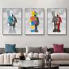 Marca de moda kaws sofá pintura de pared sala de estar pintura decorativa moderno simple fondo mural dibujos animados oso violento pintura colgante
