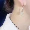 Brincos de Pérola Simples Novos Estilo Coreano Brincos Personalizados com Pedra Olho de Gato Brincos Elegantes Femininos Brincos Longos com Franjas