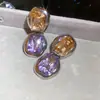 Pendientes de Piedras Preciosas de Contraste de Color 2026, Pendientes de Lujo Ligero de Gama Alta Europeos y Americanos para Mujer, Pendientes Cuadrados Geométricos Vintage al por Mayor