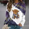 Bufanda Escocesa Cuadros Estampados Sudadera Cuello Redondo Sudadera con Cremallera Chaqueta Pulóver de Mujer Transfronteriza Estilo Europeo y Americano