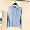 Blusa de moletom plus size com capuz e mangas compridas de modal para mulheres, para primavera e verão, modelagem solta, emagrecedora, proteção solar, top leve