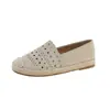 2026 Nuevo Estilo Mocasines Huecos Transpirables para Mujer, Alpargatas Planas Slip-On, Zapatos Versátiles Tejidos de Lino con Suela Suave