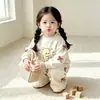 Moda Estilo Coreano Sudadera de Gato para Niñas Conjunto de Dos Piezas Bebé Lazo Manga Larga Versátil Casual Conjunto de Ropa de Otoño