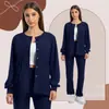 Conjunto de Bata Médica para Mujer, Chaqueta de Manga Larga, Cárdigan de Cuello Redondo para Quirófano de Hospital de Mascotas