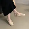 Zapatos de Mujer con Elegancia Nocturna Estilo Francés, Nuevos Zapatos Peludos de Invierno para Mujer, Calzado para Exteriores, Tacón Grueso, Forro de Felpa, Zapatos de Algodón Mary Jane