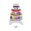 Globo de papel de aluminio con forma de pastel de tres capas y vela de color para decoración de fiestas de cumpleaños infantiles.