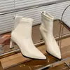 Botines Negros de Punta Fashionables 2026 Otoño/Invierno Más Vendidos Bota Corta Francesa Tacón Grueso Tacón Alto Cremallera Trasera Versátiles Botas Martin