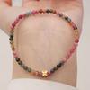 Pulsera fina de turmalina arcoíris de 3 mm para mujer, piedra Wangfu, nicho ins, lujo ligero, pulsera de cristal al por mayor