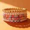 Joyería Europea y Americana Transfronteriza Joyería de Mano Colorido Cerámica Blanda Retro Elegante Colorido Perla Cerámica Blanda Pulsera Pulsera Amor 5 Piezas