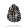 Otoño 2026 Nuevo Camisa de Manga Larga a Cuadros Holgada Retro con Solapa para Hombre Talla Grande Moda Camisa Cardigan Casual