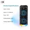 Bt-8806 Alto-falantes Bluetooth Externos Duplos de 8 polegadas de Alta Potência Portáteis Iluminação Ambiente RGB Alto-falantes Coloridos para Karaokê