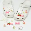 Lazo de gatito, estrella de cinco puntas, bonita decoración para zapatos, hebilla decorativa a cuadros retro, hebilla tridimensional de dibujos animados para zuecos, DIY