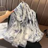 Nova Moda Estilo Primavera e Verão 2025 Lenço Longo de Seda Elegante Lenço Longo de Cetim Lijing para Mãe Leve Versátil para Viagem