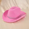 Artículo Popular Transfronterizo: Sombrero Rosa de Mujer con Espina de Pescado, Pétalos y Pedrería, Sombrero de Vaquero, Sombrero Personalizado para Festivales de Música, Fiestas y Reuniones