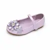 Zapatos de Princesa de Cristal Multicolor para Niñas para Salidas Diarias y Ocasiones Formales, Zapatos de Salón Estilo Dulce con Flores de Pedrería de Colores y Correas de Velcro