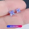 Brinco de Tarraxa em Liga de Titânio F136 com Cravação de Garras de Flor de Lírio, Piercing de Orelha Flor de Trevo de Zircônia 5A, Piercing Labial, Joias para Piercing em Titânio G23