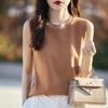 Camisole de Malha Elegante com Cristais Bordados Feminina 24 Primavera Fina Sem Mangas Top Suéter de Malha Conjunto Camisa Base Interna