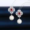 Pendientes de perla exagerados con diseño de nicho de aguja de plata s925, ideales para uso diario y para combinar con todo.