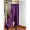8 colores ~ pantalones drapeados de seda amoniacal de cobre de pierna ancha para mujer pantalones de verano delgados elásticos de cintura alta sueltos rectos pantalones de trapeador