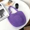 Fuente transfronteriza Bolso tejido a mano coreano Bolso de playa hueco para mujer Bolso de hombro informal de gran capacidad