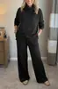 Conjunto de Dos Piezas para Mujer 2025 Europeo y Americano Transfronterizo Nuevo Otoño e Invierno Sudadera Color Sólido Cuello Alto Top Casual Elegante para el Trabajo