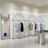 Arara de Exposição para Loja de Roupas Armazenamento Nova de Aço Inoxidável Vertical de Chão Ilha Prateleira de Moda para Exibir Roupas