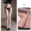 Meias Ligas Sexy Fogo Laranja Ultrafinas Meias Ligas de Renda Sexy Meias Peça Única Tentação Transparente Meias Abertas Sem Tirar Meia-Calça