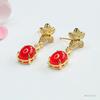 Aretes Florales de Calcedonia Verde Aretes de Botón de Ágata Roja Moda para Mujer Venta al por Mayor de Fábrica Dropshipping S4013009