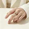 Anillo de Zirconia Gota de Agua Oro de 18 Quilates Ola Grande Joyería de Lujo Ligero Anillo con Incrustaciones de Piedra que No se Desvanece Anillo de Acero de Titanio
