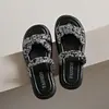 Sandalias Florales Gruesas de Moda para Mujer, Estilo Callejero, Modelo Nuevo Verano 2026, Sandalias Planas sin Cierre para Mujeres Menudas, en Stock