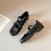 Zapatos Mary Jane Deportivos de Suela Gruesa y Punta Cuadrada para Mujer, Estilo Retro Francés, Bailarinas de Corte Bajo, Zapatos Pequeños de Cuero