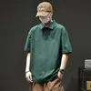 Camisa Polo de Algodão Puro Pesado de Verão Masculina 2026 Nova Manga Curta Solta Respirável T-shirt Preta Versátil Gola Lapela Tendência