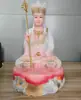 Decoração estilo chinês Estátua de Buda Artesanato de resina Lótus Jade branco Boca sorridente Buda Decoração para casa e escritório fabricante