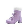 21 Zapatos Nuevos de Caramelo con Lazo Botines Cortos para Mujer Tacones Medios Gruesos Exportación a Lista de Deseos de Amazon Zapatos de Talla Grande