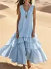 Novedad Primavera/Verano 2026 Estación Independiente de Amazon Vestido sin Mangas de Algodón y Lino para Mujer de Corte Holgado con Dobladillo Grande