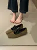Zapatos de vestir bajos retro con aumento de altura oculto, de nicho, con correas cruzadas, zapatos de mujer, terciopelo, punta cuadrada, boca poco profunda, Mary Janes, bailarinas, mujer