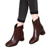 Botines Franceses de Tacón Grueso para Mujer 2026 Otoño/Invierno Nuevos Elegantes Versátiles Cómodos Botines Individuales Punta Cuadrada Elegantes Botas de Algodón con Felpa