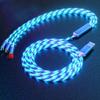 Línea de carga luminosa tres en uno streamer de teléfono móvil cable de datos uno a tres para Android Tipo-C línea de carga rápida