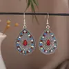 Pendientes de Gota de Agua Redondos con Goteo de Aceite de Venta Caliente Transfronterizos Europeos y Americanos, Pendientes de Aleación de Estilo Étnico Bohemio, Suministro del Fabricante