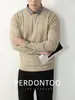 Textura como de nube Suéter de punto de alta gama con cuello de camisa de dos piezas falsas para hombre, capa base de punto anti-pilling para el otoño y el invierno, para el trabajo y el día a día