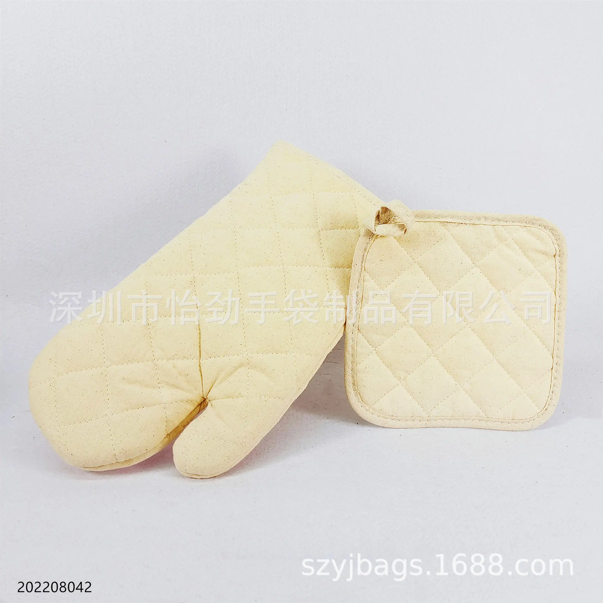 棉布厨房隔热2件套格热手套锅垫组合