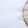Cinta de Encaje de Lentejuelas Blanco Bordado Calado Borde de Falda de Vestido de Boda Accesorios Decorativos de Encaje Decoración de Tela para el Hogar