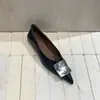 Zapatos cuadrados de mujer plateados estilo francés planos, nuevos de verano 2026, puntiagudos, elegantes, poco profundos, negros, para commuting
