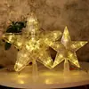 Estrela de Topo para Árvore de Natal Luz LED Estrela Brilhante Estrela de Cinco Pontas Caixa de Luz Decoração de Quarto Enfeite de Árvore de Natal Luz