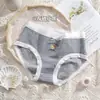 Directo de fábrica: Ropa interior de algodón puro para mujer, con un dulce diseño de rayas, lindos motivos de osos de béisbol y un corte triangular juvenil. Disponible en tallas grandes